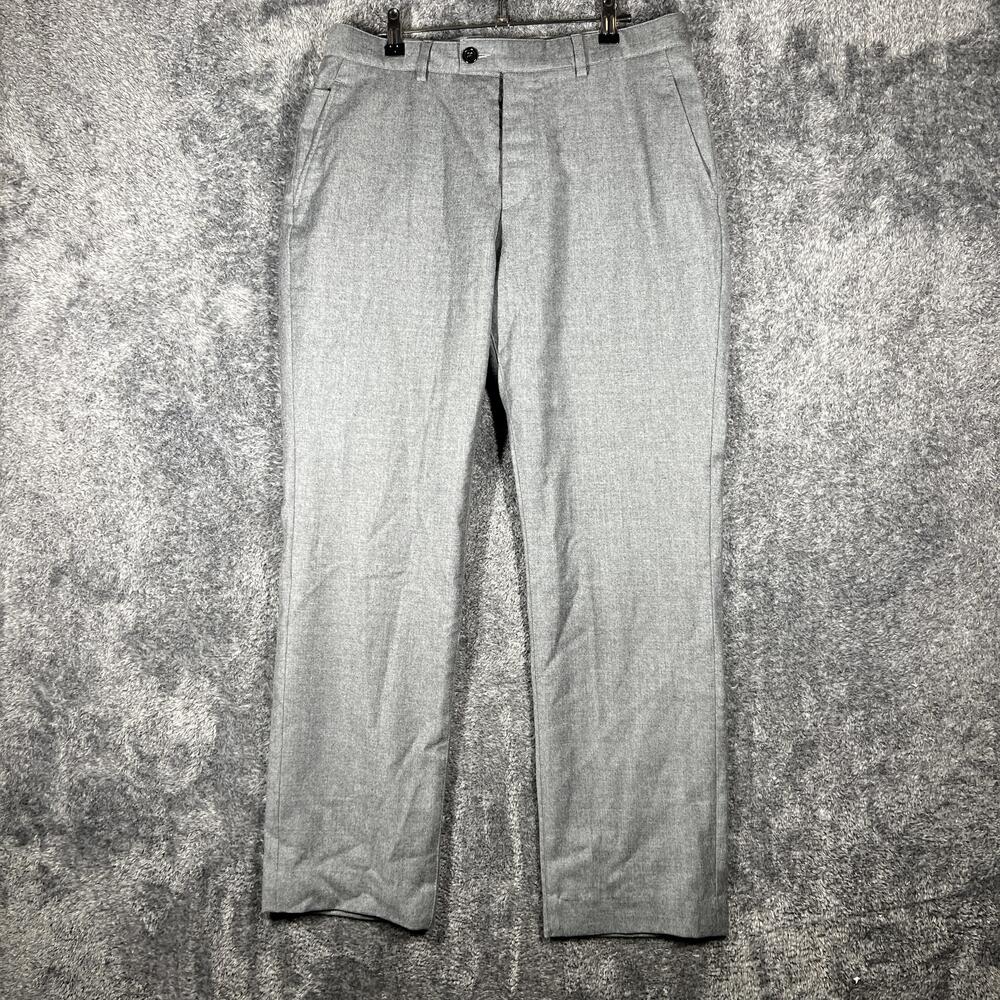 Club Monaco Pants Mens 34x29 Gray Kennedy Fit Dress Slim Wool Flannel Pockets